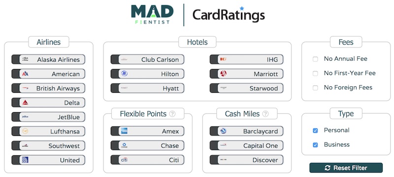 Credit Card Search Tool for Travel Hackers