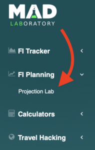 ProjectionLab link in FI Laboratory